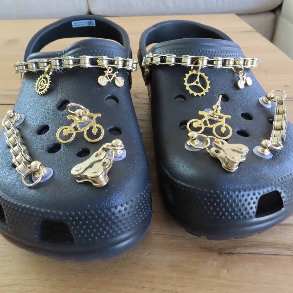 Bling Bling Next Level Shoe Game Adult Crocs Charms Pendants Chains Gold Set o 2